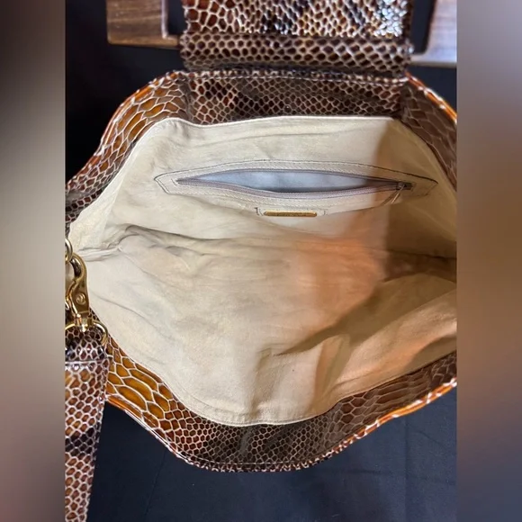 Brown Snake Print Women's Bag - Picture 3 of 7